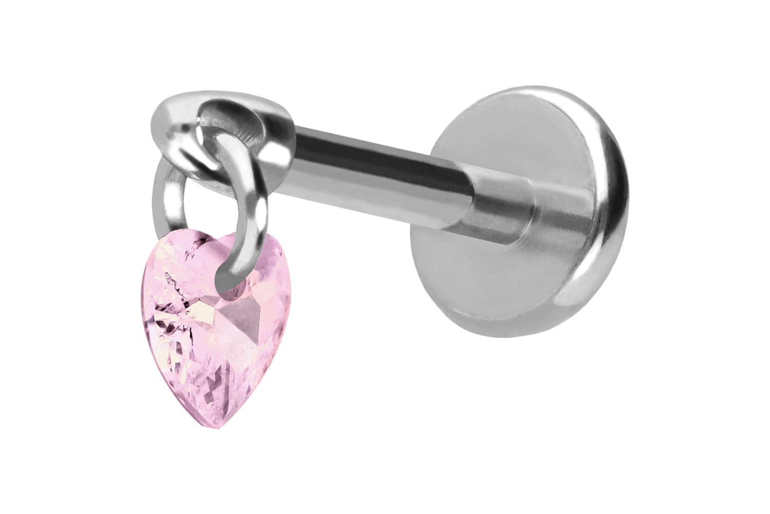 Titan Labret Piercing mit Push Fit KRISTALLHERZ